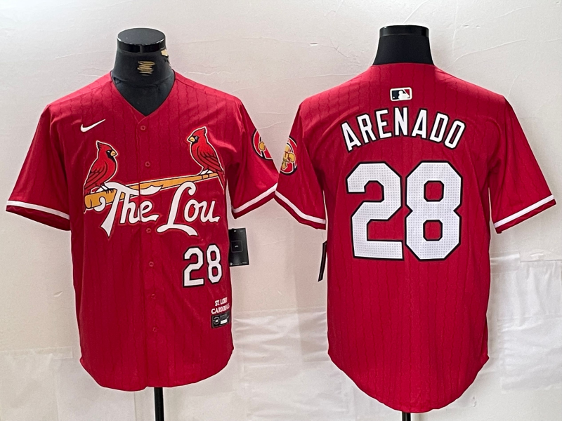 Men's St. Louis Cardinals Nolan Arenado #28 Red 2024 City Connect Limited Jersey